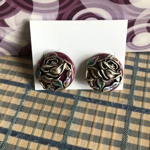 Chico’s silver tone and enamel clip earrings